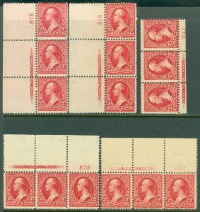 EDW1949SELL : USA 1899 Sc #279B PL# Strip of 3. 5x. Average-Fine, MNH. Cat $425.