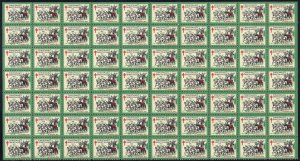 WX61 Mint,OG,NH... Christmas Seal Pane of 70... SCV $210.00..Vertical broken gum