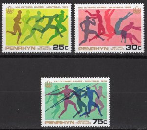 Penrhyn 1976 Sc#81/83 MONTREAL OLYMPIC GAMES Set (3) MNH