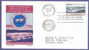 1164 AUTOMATED POST OFFICE 4c, 1960 CACHET CRAFT/BOLL FIRST DAY COVER.