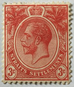 *Printing FLAW* Malaya 1912 Straits Settlements KGV 3c MNG MCCA SG#196 M4712