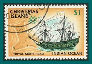 Christmas Island 1972 Ships 2, $1 used #54,SG52