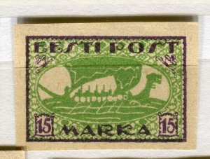 ESTONIA; 1919-20 Imperf pictorial issue fine Mint hinged Shade of 15M. value