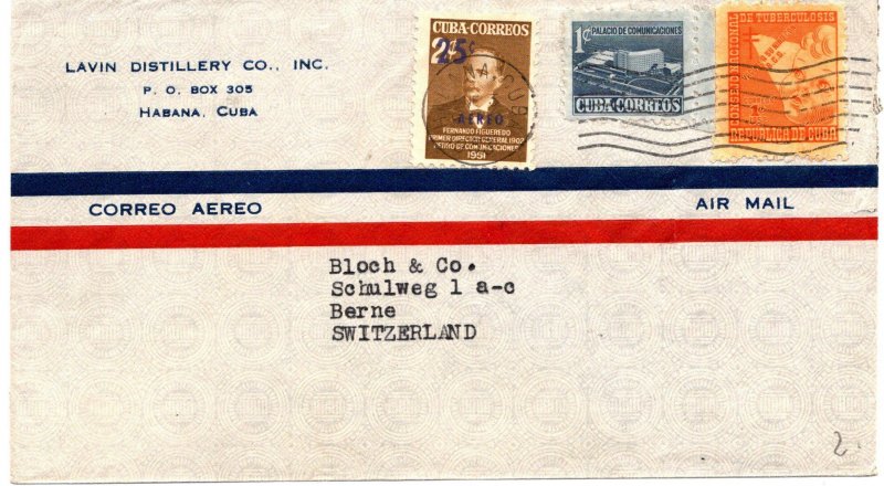 Cuba 1953 Airmail Cover to Berne Switzerland
