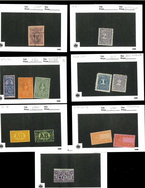 Colombia & States (earlies) M & U on 102 Cards