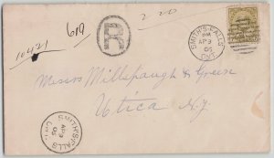 Canada 1906 7c King Edward VII Registered Cover Smith's Falls to New York USA