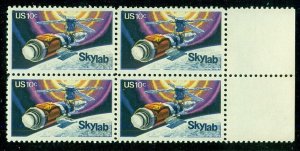 US #1529 10¢ Skylab, BROKEN WEATHER VANE lower left, Block of 4, og, NH, VF