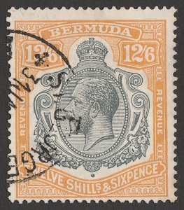 BERMUDA 1937 KGV 12/6 Revenue Postal Fiscal. Postally U. Very rare. Certifciate. 