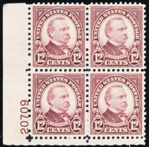 693, Mint NH 12¢ XF Plate Block of Four -- Stuart Katz