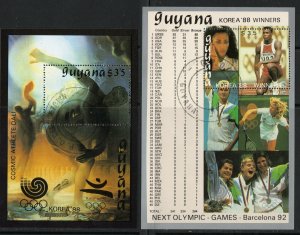 Thematic stamps GUYANA 1989 OLYMPICS  2 M/S Michel Bl.41/2 used