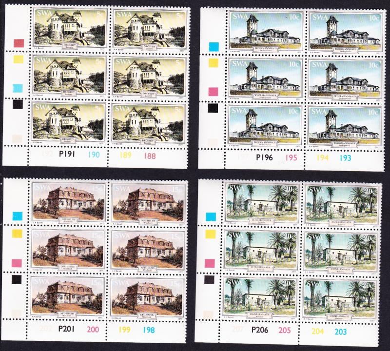 SWA Historic Houses 4v Blocks of 6 with Control Numbers SG#306-309 SC#407-410