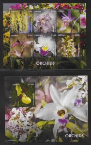 Liberia 3348, 3354 Orchids m/s and s.s. MNH