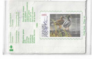 Canada Sc #FWH1a  1985 duck stamp used on permit VF