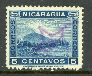 Nicaragua 1900 Momotombo 5¢ Blue Scott # 125 VFU W340 ⭐☀⭐☀⭐