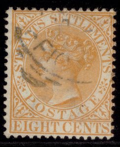 MALAYSIA - Straits Settlements QV SG52, 8c orange, FINE USED.