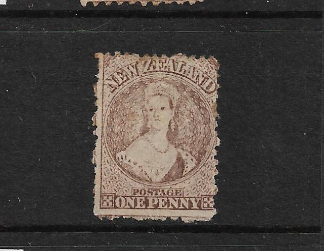 NEW ZEALAND 1873  1d  BROWN   FFQ  MLH  P12 1/2  CP A1Q5   SG 132 CHALON