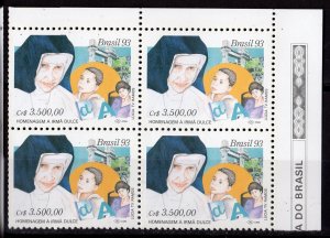 Brazil 1993 Sc#2398 SISTER IRMA DULCE - RELIGION Block of 4 MNH