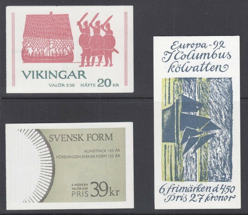 Sweden Sc 1808a, 1948a, 2081a, 1990-97 Intact booklets, 3 different, VF