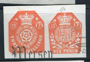 BRITAIN; 1904 early classic Embossed REVENUE Pair on PIECE fine used item