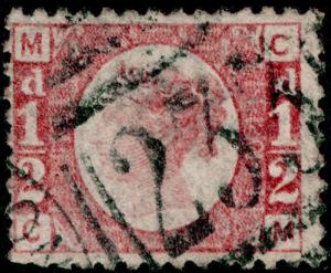 SG48, ½d rose-red PLATE 20, good USED. Cat £75. CM