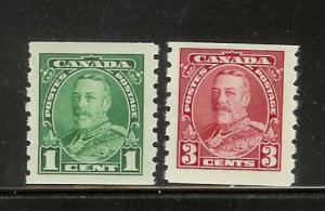Canada 228, 230 Coil Stamps MNH King George V