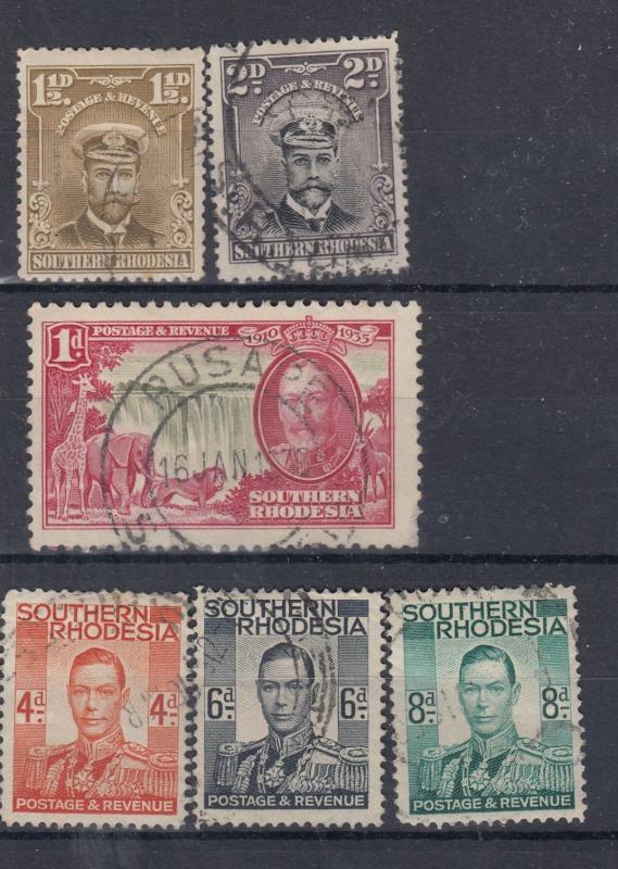 Southern Rhodesia KGV/KGVI Collection of 6 VFU J1649