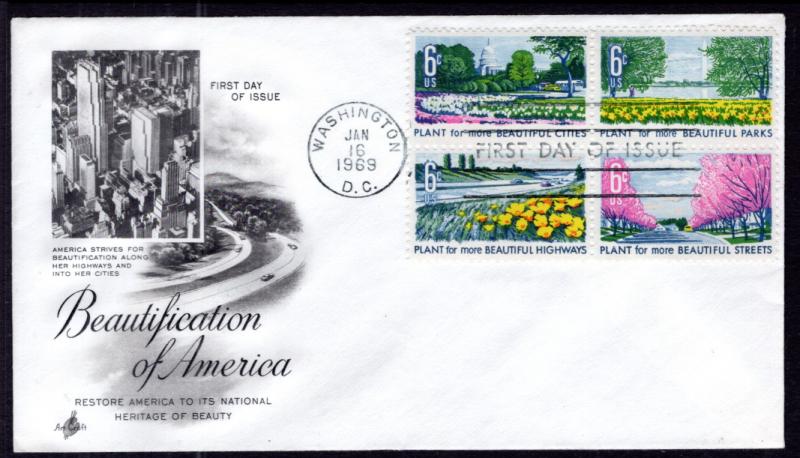 US 1368a Beautification Artcraft U/A FDC