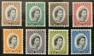 GRENADA Sc#171-178 QEII definitive (1953) MH