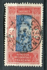 FRENCH COLONIES; DAHOMEY early 1900s Pictorial issue used 50c. fair Postmark