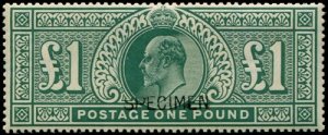 GB 1902 £1 green sg266s ovpt Specimen type 16 vf mint