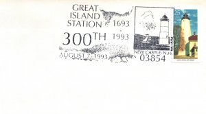 SPECIAL PICTORIAL POSTMARK CANCEL LIGHTHOUSE SERIES GREAT ISLAND 300 NEW CASTLE