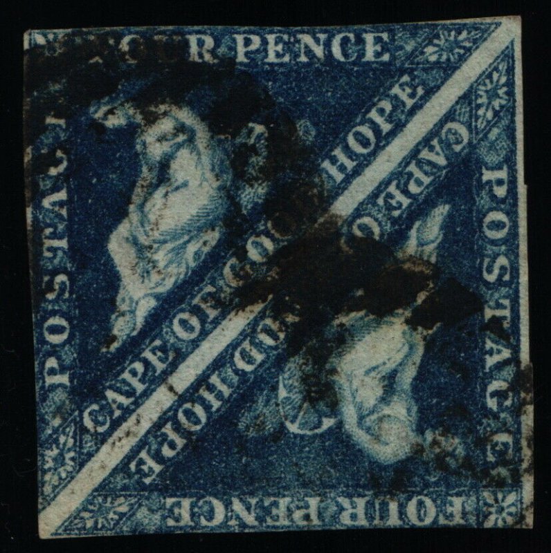 Scott #2b - Cape of Good Hope on bluish paper - tête-bêche pair