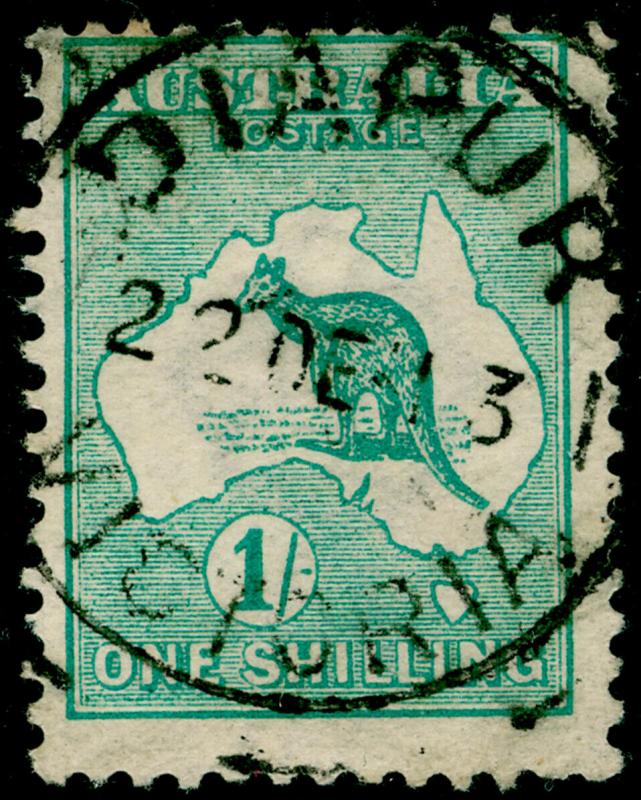 AUSTRALIA SG11, 1s emerald, FINE USED, CDS. Cat £25.