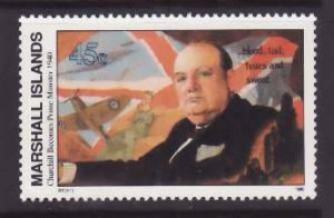 Marshall Islands-Sc#251- id8-unused NH 45c Winston Churchill-WWII-1990-