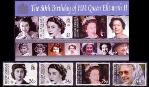 BIOT 80th Birthday of HM Queen Elizabeth II 4v+MS SG#348-MS352