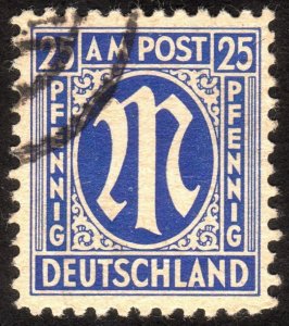 1945, Germany, American-British Occ. 25pfg, Used, Sc 3N13