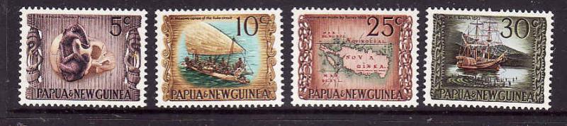 Papua New Guinea-Sc#297-300-unused hinged set-Artifacts-Maps-1970-