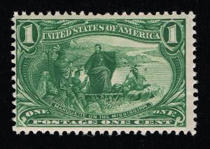 GENUINE SCOTT #285 MINT OG NH 1898 TRANS MISS ISSUE 1¢ DARK YELLOW GREEN   #3894