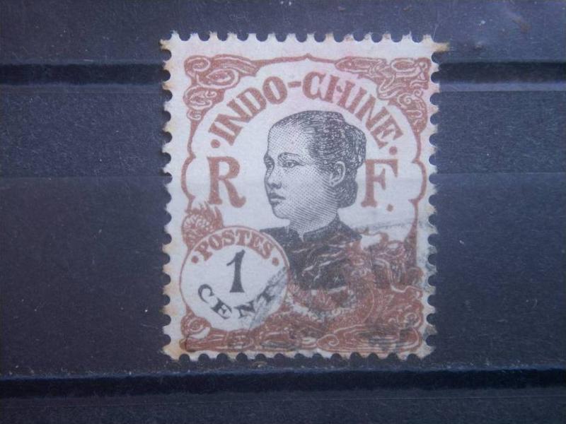 INDO-CHINA, 1907, used 1c, Girl  Scott 41