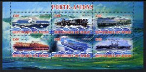 CHAD - 2012 - Aircraft Carriers - Perf 6v Sheet #1 - Mint Never Hinged