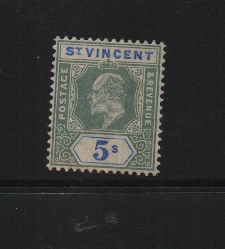 St Vincent 1902 SG84 5 Shilling CA watermark unmounted mint