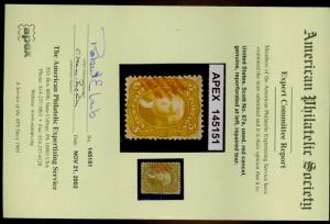 67a Used Red cancel F-VF Cat$1,160 APS Cert Reperfed tiny repaired tear