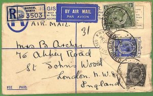 51886 - KENYA and UGANDA - Postal History - Registered Stationery Cover 1934