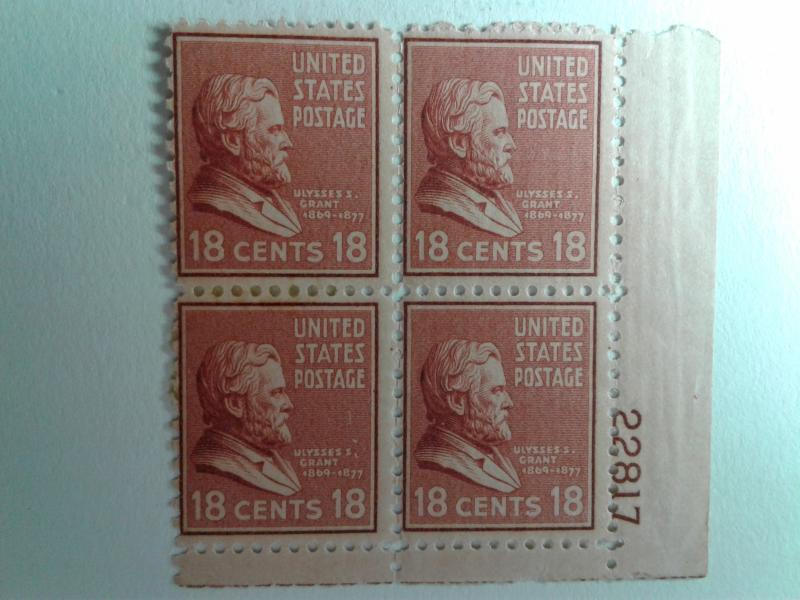 SCOTT # 823 PLATE BLOCK GEM ROTARY PRESS PRINTING 1938