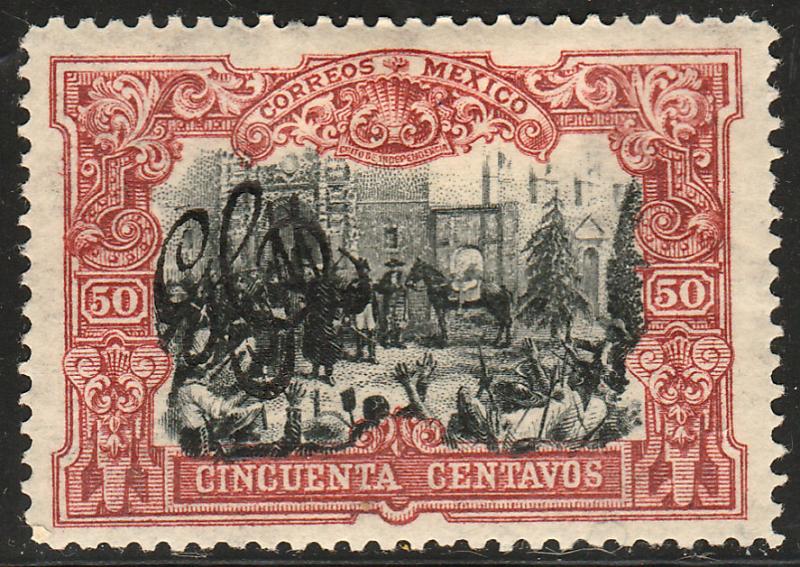 MEXICO 492, 50¢ CARRANZA MONOGRAM REVOLUT OVPERPRINT UNUSED, H OG. VF.