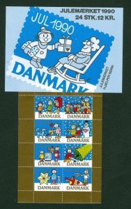 Denmark. 1990 Booklet.  Christmas Seals  Mnh. Children,Cat,Mailbox,Snowman,Deco.