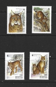 BELARUS - 2000 WWF LYNX - SCOTT 354 TO 357 - MNH