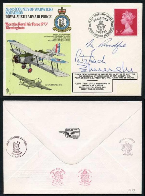 RAFSP2e No.605 (County of Wawick) Signed by the 2 Pilots and E.W. Wright 