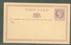 Great Britain  1870 1/2d Postal Card.