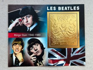 Music Beatles 2023 year 5 blocks Foil. Gold.  perforated  NEW